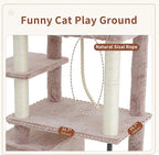 Cat Tree for Indoor Cats Large Adult, 70.5'' Cat Tower with Scratching Post, Sturdy Steel Pube Cat Tree Tower with Large Playing Platfrom, Hammock and Basket, Top Perch, Mushroom GCT024MU