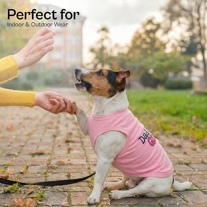 Parisian Pet Dog Shirt – 100% Cotton Shirts for Large Dogs – Pink Sleeveless Puppy Clothes – Lightweight and Breathable Dog Apparel – Girl Dogs Clothes - Stretchy Daddy’s Girl Pet Shirt