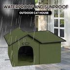 Rest-Eazzzy Cat House for Outdoor Cats, Weatherproof and Insulated Feral Cat House with Mat and Clip, Easy to Put Together, Selfwarming Cat Shelter for Winter(Green, Waterproof House-S)