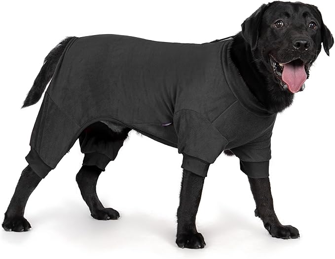 cyeollo Dog Pajamas Large Sized Dog, Fleece Dogs Pjs Thermal Doggie Onesie Soft Stretchy Doggie Sweater Pet Jammies Clothes for Large Dogs Female & Male, Dark Grey 2XL