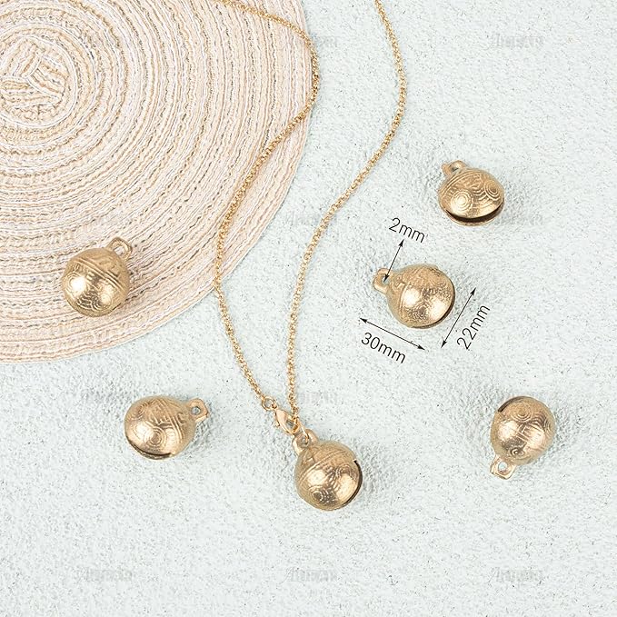 AUEAR, 16 Pack Vintage Brass Mini Jingle Bell DIY Craft 22mm Small Tibetan for Jewelry Making Charms Pendants Wind Chimes Home Door Decor
