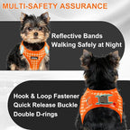 AIITLE Plaid Print Dog Harness Set – Lightweight, Reflective & Adjustable Vest Harness for Puppies – Perfect for Boston Terriers, Maltese & Indoor/Outdoor Use (XS, Orange)