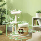 PawHut 31" Cat Tree, Cat Tower for Indoor Cats with Sisal Scratching Posts, Cat Condo, Cat Beds, Platform and Toy Ball, Cat Activity Center, Cream White