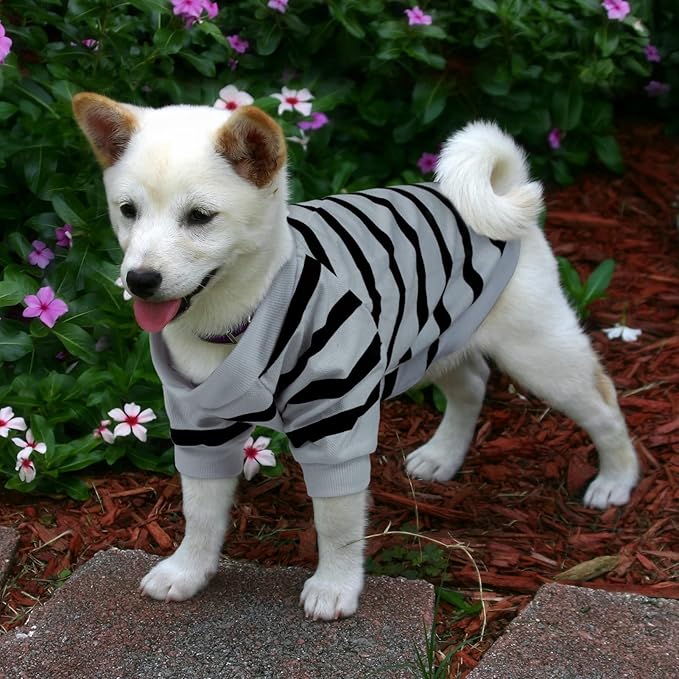 Pet Dog Striped T-Shirt Dogs Cats Cotton Vest Spring Summer Pet Apparel Tee Shirt Suitable for Small and Medium Large Pets French Bulldog Bichon