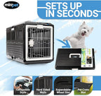 Pet Carrier with Pad, 26.4"Lx15.3"Wx18.8"H - Collapsible Travel Kit for Medium Cats & Dogs, Hard Plastic Wall Kennel for Indoor/Outdoor Use