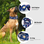 Thick Martingale Collar for Large Dogs - 1.5 Inch Blue Space Pattern No Pull Escape Proof Dog Collar, Adjustable Comfort Training Collar for Medium, Large & XL Dogs(Space Medium)