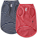 Koneseve Dog Shirt Vest Lightweight Stretchy Dog T-Shirts Soft Cool Sleeveless Stripe Vests Breathable Clothes for Puppy Kitty Cats Small Medium Large Dogs 2 Pack Red + Blue [L/Large]