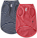 Koneseve Dog Shirt Vest Lightweight Stretchy Dog T-Shirt Soft Cool Shirts Sleeveless Stripe Vests Breathable Clothes for Puppy Kitty Cats Small Medium Large Dogs 2 Pack Red + Blue [ XL ]