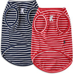 Koneseve Dog Shirt Vest Lightweight Stretchy Dog T-Shirts Soft Cool Shirts Sleeveless Stripe Vests Breathable Clothes for Puppy Kitty Cats Small Medium Large Dogs 2 Pack Red + Blue [ 2XL ]