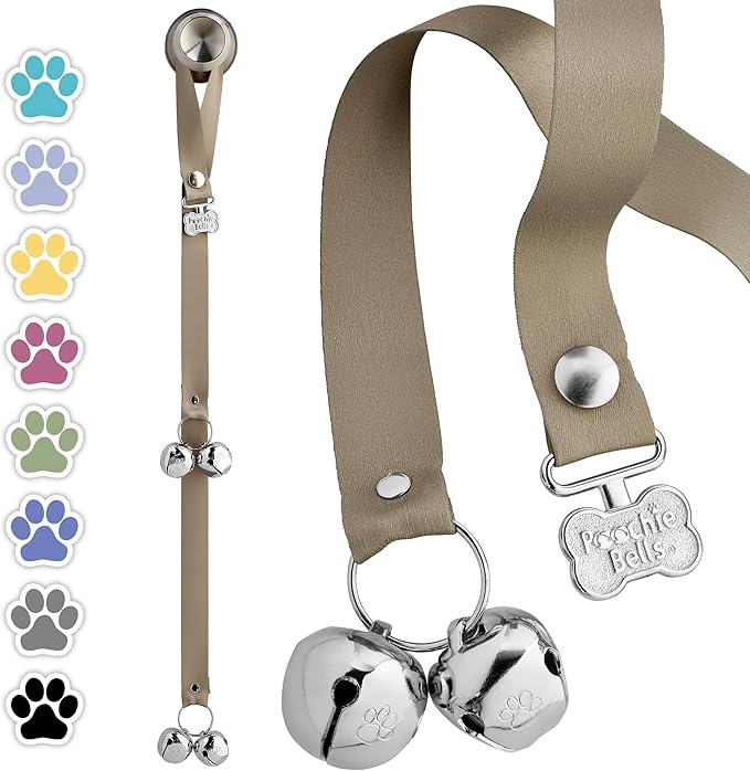 PoochieBells Dog Door Bells for Potty Training, Quick & Easy Puppy Potty Training Method Included, Handcrafted in USA with Loud, Paw-Safe Bells, Espresso
