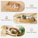 FUKUMARU 3PCS Cardboard Cat Scratcher Bed, Durable Oval Cat Scratch Bed Pads, Round Cats Scratching Board with Large Kitten Scratcher Box for Indoor Cats, Couch Sofa Furniture Protector