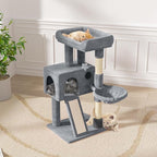 Magshion 36" Tower for Indoor Pets, Compact Multi-Level Condo with Scratching Posts, Top Perch, Side Basket & Dangling Ball, Climbing Furniture for Kittens & Seniors, Light Grey