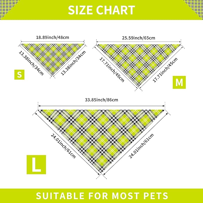 10PCS Dog Bandanas Plaid for Medium Breed Kerchief Washable Triangle Bibs Head Scarves Scarfs for Boys and Girls Grooming Accessories