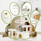 54 Inches Cat Tower Condo Furniture, Cat Tree for Indoor Cats, Cozy Hammock and Sisal Scratching Posts, Multi-Level Durable Cat Tree for Kittens Pet House Play, Detachable, Beige