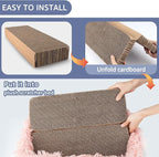 Fluffy Cat Scratcher Bed Box with Removable Cardboard, Corrugated Board Rectangular Cat Scratching Lounge, Pet Scratch Pad for Furniture Protection (Pink)