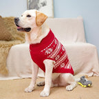 KOOLTAIL Cable Knit Small Dog Sweater Turtleneck, Cold Weather Pullover Classic Knitwear with Leash Hole, Snowflake Pattern Thick Warm Winter Pet Clothes, Medium Dog Christmas Sweater, Red SM