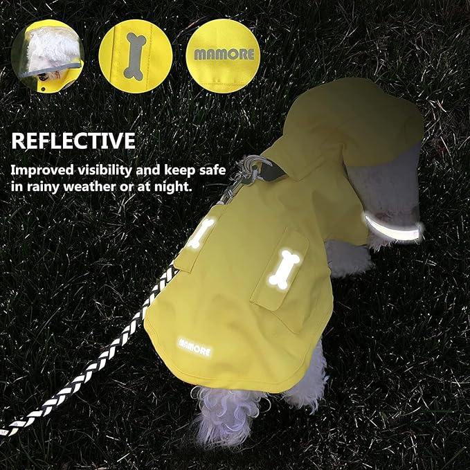 Dog Raincoat,Waterproof Rain Poncho with Hoodie, High Reflective Adjustable Pet Rain Jacket with Leash Hole for Small Medium and Large Dogs (Yellow Duck, Medium)