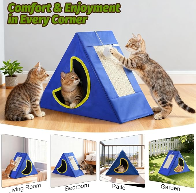 Upgraded Cat Scratcher House, 3 in 1 Foldable Sisal Cat Scratcher, Double-Sided Usability, Durable Cat Furniture for Cats to Play, Scratch, and Sleep