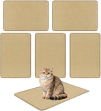 PETSITE Cat Scratcher Mat, Natural Sisal Scratching Mats, Horizontal Cat Floor Scratching Pad Rug with Adhesive Hook Loop Tapes (6, 23.62 x 15.75 in)