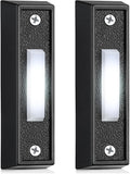 Saillong 2 Pieces Lighted Doorbell Button, Wall Mounted Garage Door Opener Switch with LED Light Compatible with Most Wire Doorbell Chimes, Transformer, Ringer, Buzzers (Black,White Light)
