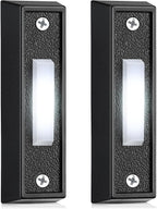 Saillong 2 Pieces Lighted Doorbell Button, Wall Mounted Garage Door Opener Switch with LED Light Compatible with Most Wire Doorbell Chimes, Transformer, Ringer, Buzzers (Black,White Light)
