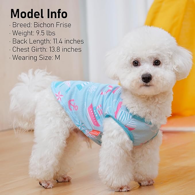 KYEESE 2Pack Dog Cooling Shirt, Breathable Dog Shirt for Small Medium Dogs, Sun Protection Dogs Cooling Vest Tank Top, Lightweight Soft Sleeveless Summer Pet Clothes, Blue+Grey, XL