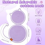 25.6 Inch Large Scratching Mat for Indoor Cats Natural Cotton Rope Flat Scratcher with Ear Hooks and Ball Toy Cat Scratch Rug Pad for Wall, Couch, Carpets, Sofas (Purple)