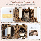 Globlazer Heavy Duty Cat Tree, 74inch Sturdy Cat Tower for Large Cats Adult, Big Cat Tree with 7 Sisal Scratching Posts, 2 Padded Cat Condos, 2 Hanging Baskets, Enlarged Top Perch, S74, Leopard Print