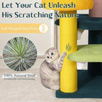 NUNU LAB Mushroom Cat Tree, Multi-Level Cat Tower, Mushroom Cat Scratching Post, Cute Cat Tower, with Cat Scratching Post, Cat Bed & Interactive Balls, for Indoor Cats (C-067, 26.8 * 22.8 * 55.1)