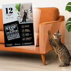 Pro Strength Cat Scratch Deterrent Tape – 12 Clear Double-Sided Sticky Sheets to Protect Furniture – Pet-Safe, Transparent Anti-Scratch Adhesive for Cats