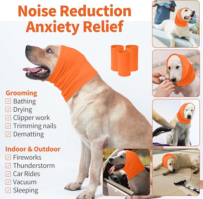 Nanaki Dog Calming Hoodie Ear Wraps for Dogs, Fireworks Ear Protection Head Muffs Doggy Warp Anxiety Relief, Doggy Hematoma Wrap, Pet Head Cover for Grooming and Force Drying Bathing Pet Protector