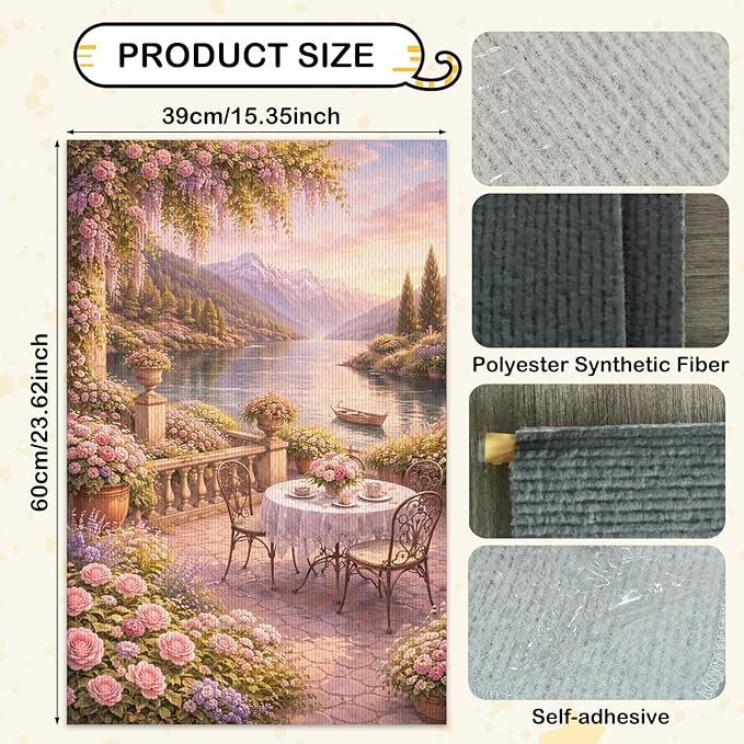 Nuxovilar Cat Wall Scratcher 15.3x23.6 Inches Polyester Synthetic Fiber, Lakeside Floral Patio Print, wall scratchers for Indoor Cats, cat Scratching mat, Home Decor, Balcony, Sunroom (2pcs)