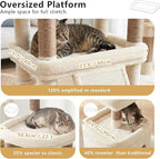 Heybly Cat Tree, 72.4-Inch Anti-Tip Cat Tower for Large Cats, All-in-One Cat Furniture with Spacious Perches, Multiple Interactive Areas, Extra-Large Sisal Scratching Board, Beige HCT060M