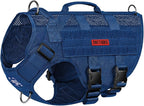 OneTigris No Pull Tactical Dog Harness for Small Medium Dogs, Mesh Design Service Dog Vest Breathable Military Dogs Molle Vests with Handles, Harness for Walking Hiking Training (Blue, M)