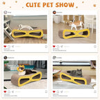 COZIWOW Infinity Cat Scratcher Lounge Bed, Cardboard Cat Scratching Pad Board, Durable Cat Scratch Furniture Protector for Indoor Cats Kittens, Yellow
