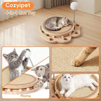3-in-1 Cat Scratcher Board & Activity Center with Sisal Scratching Pad, Ball Track & Spring Toy, Interactive Cat Furniture for Indoor Cats