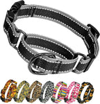 Kazazoo Reflective Martingale Collar for Dogs with Quick Release Buckle Adjustable Soft Durable Dog Collar for Small Medium Large No Pull Training Dog Collars-Black L