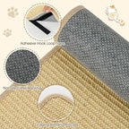 PETSITE Cat Scratcher Mat, Natural Sisal Scratching Mats, Horizontal Cat Floor Scratching Pad Rug with Adhesive Hook Loop Tapes (2, 31.5 x 19.69 in)