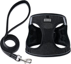 BOOMIBOO Dog Harness with Leash Set, No Pull Adjustable Reflective Step-in Puppy Pet Vest Harnesses for Small Medium Large Dogs and Cats,Black XS