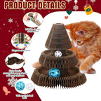 Soulchen Christmas Tree Magic Organ Cat Scratching Board, Combinable Cat Toy, Interactive Cardboard Kitty Scratcher with Bell Ball, Durable Foldable Accordion Scratch Pad, Exercise for Indoor