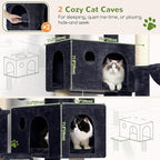 Globlazer Large Cat Tree, 72 inch Tall Cat Climbing Tower for Indoor Large Adult Cats Multi-Level Furniture Tree House with 2 Cozy Perches, 2 Padded Condos, 5 Sisal Scratching Posts, F72G, Dark Grey