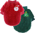 2 Pieces Dog Sweater for Small Dogs Winter Warm Puppy Sweater Fleece Cute Dog Clothes for Dogs Like Chihuahua Yorkie Thick Pet Clothing (Xmas Red, Green, X-Small)