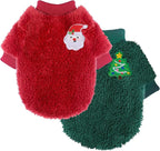 2 Pieces Dog Sweater for Small Dogs Winter Warm Puppy Sweater Fleece Cute Dog Clothes for Dogs Like Chihuahua Yorkie Thick Pet Clothing (Xmas Red, Green, X-Small)