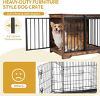 31.9" Dog Crate Furniture with Barn Door, Heavy Duty Dog Kennel Indoor with 2 Doors, Wooden Pet Cage End Table for Small Medium Dogs up to 44 lb, Anti-Chew Anti-Escape, Rustic Brown DFC83601B