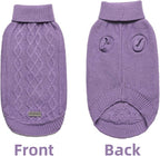 Dog Pullover Sweater, Cable Knitwear, Warm Clothes for Chihuahua, Bulldog, Dachshund, Pug, Yorkie, Dog Outfits for Small Dogs Medium Dogs (Purple L)
