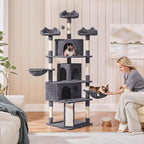Topeakmart Cat Trees and Cat Towers for Large Inoor Cats, 76.5'' Extra Big Cat Tree with Scratching Posts, Cozy Perches, Warm Condos for Indoor Kittens Play & Rest