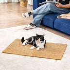Cat Scratcher Mat,Sisal Cat Scratch Pad with Hook&Loop Tape,Wall Floor Kitten Scratching Pads Rug for Indoor,Furniture Protector for Couch&Carpets&Sofas,Kitty Bithday Gifts,Large,Brown,2 Pack