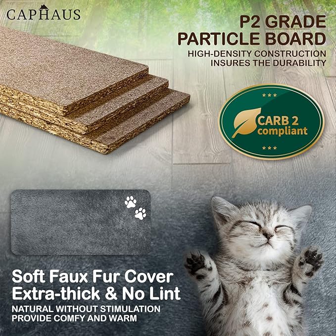 CAPHAUS Extra Wide, Tall Cat Activity Tree w/Two Top Perch, Scratching Posts, Multi-Level Play Tower for Cute Indoor Cats, 58-Inch Modern Cat Tree w/Cat Cave Condo, for Large Cats Kittens