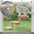 Cat Window Ladder 3-Levels for Indoor Cats Climbing Wood Window Shelf Cats Play and Watch Birds