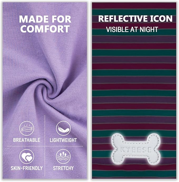 KYEESE 2Pack Dog Shirt, Soft Striped Dogs T Shirts, Lightweight Pet Tank Top, Sleeveless Dog Shirt for Medium Dogs, Stretchy Comfortable Pet Vest, Purple+Blue Striped, 2XL
